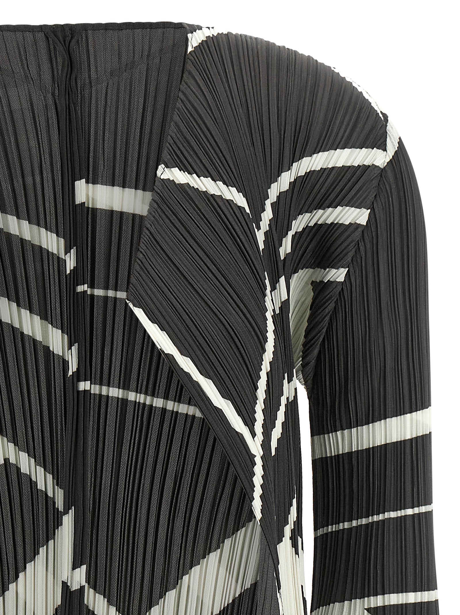 PLEATS PLEASE ISSEY MIYAKE Zweifarbige Polyester-Strickjacke