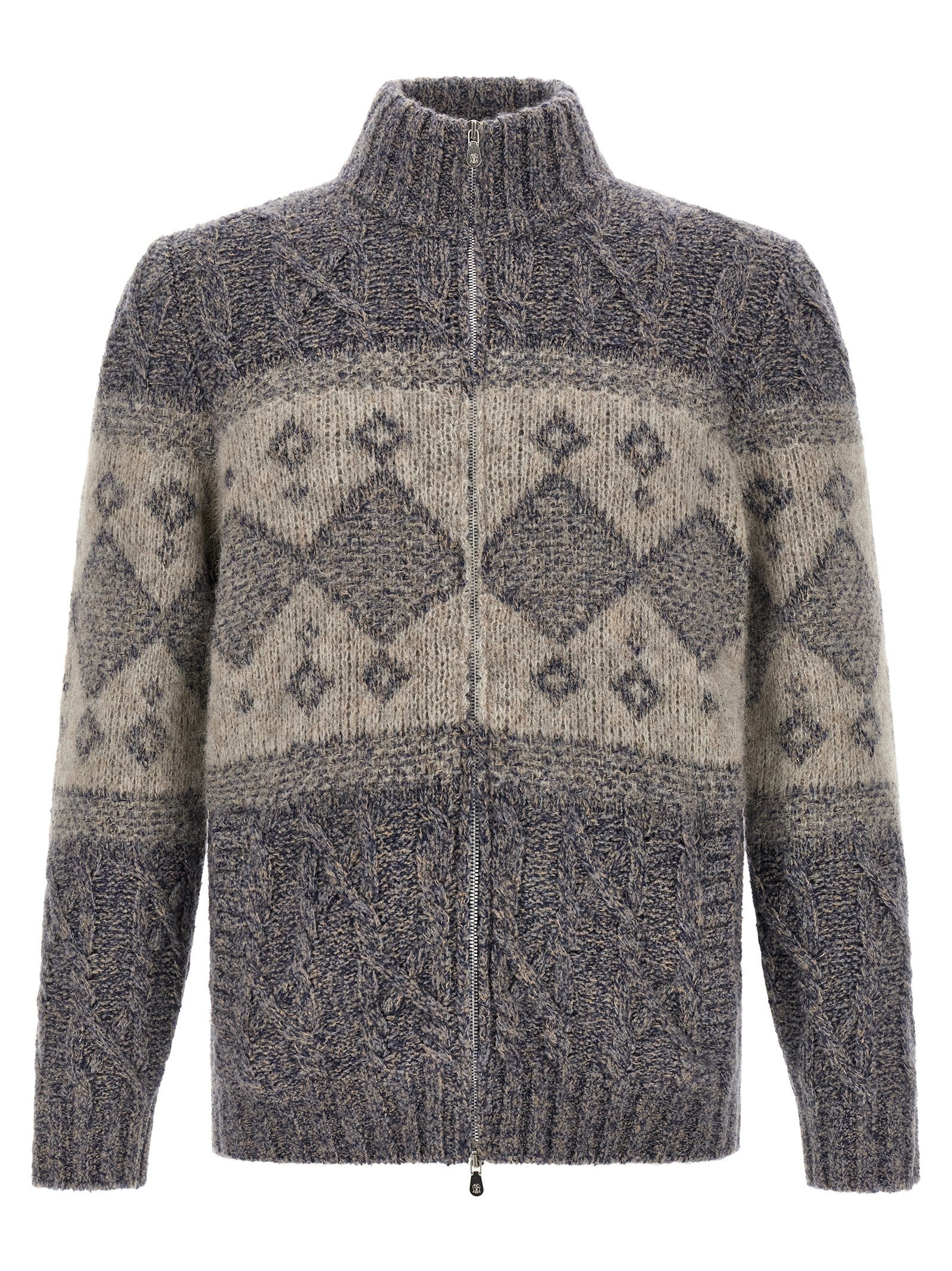 Brunello Cucinelli Grauer Cardigan aus reiner Schurwolle