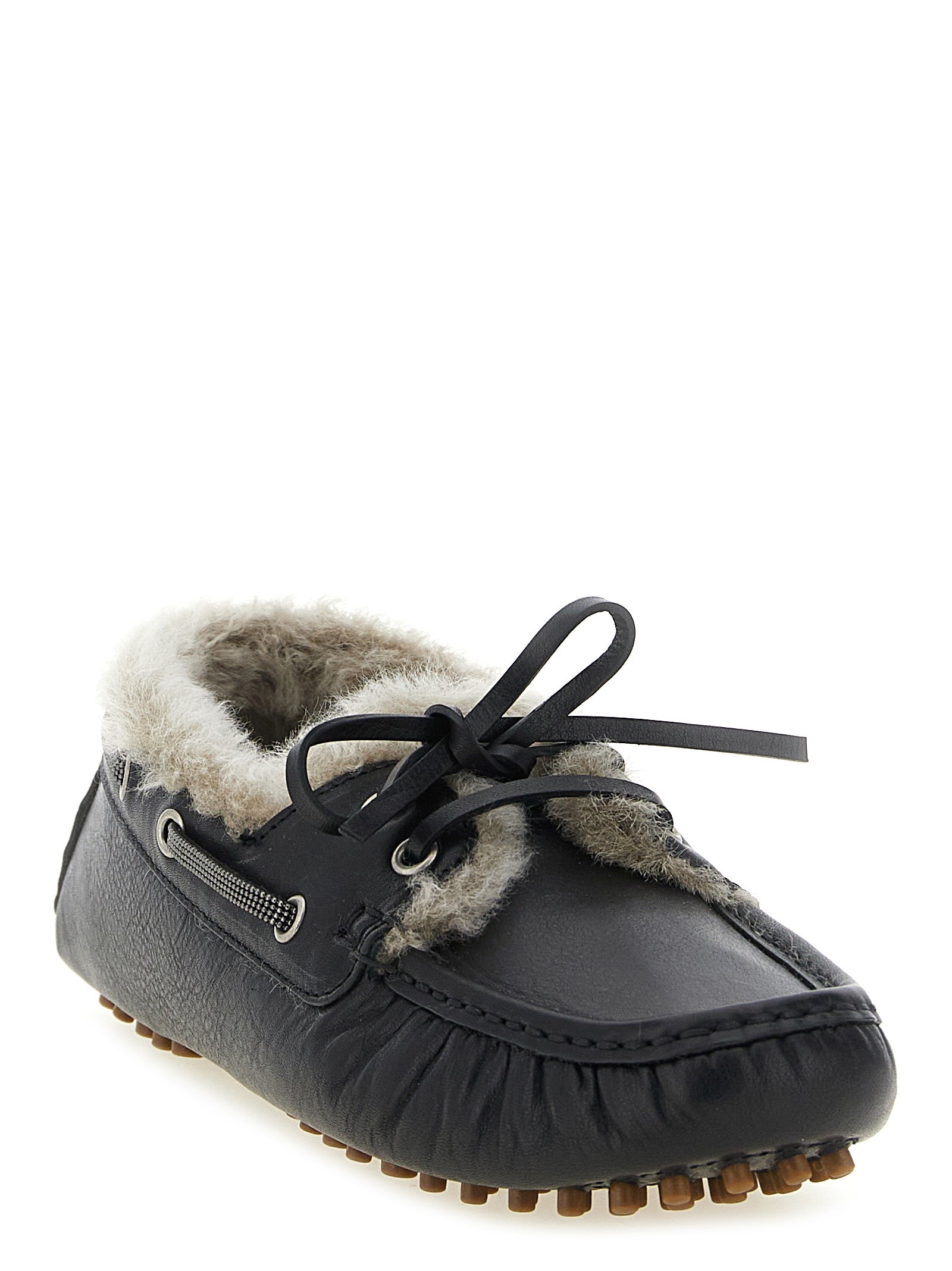 Brunello Cucinelli Schwarze Loafer aus Kalbsleder zum Hineinschlüpfen