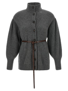Brunello Cucinelli Grauer Cardigan aus reiner Schurwolle