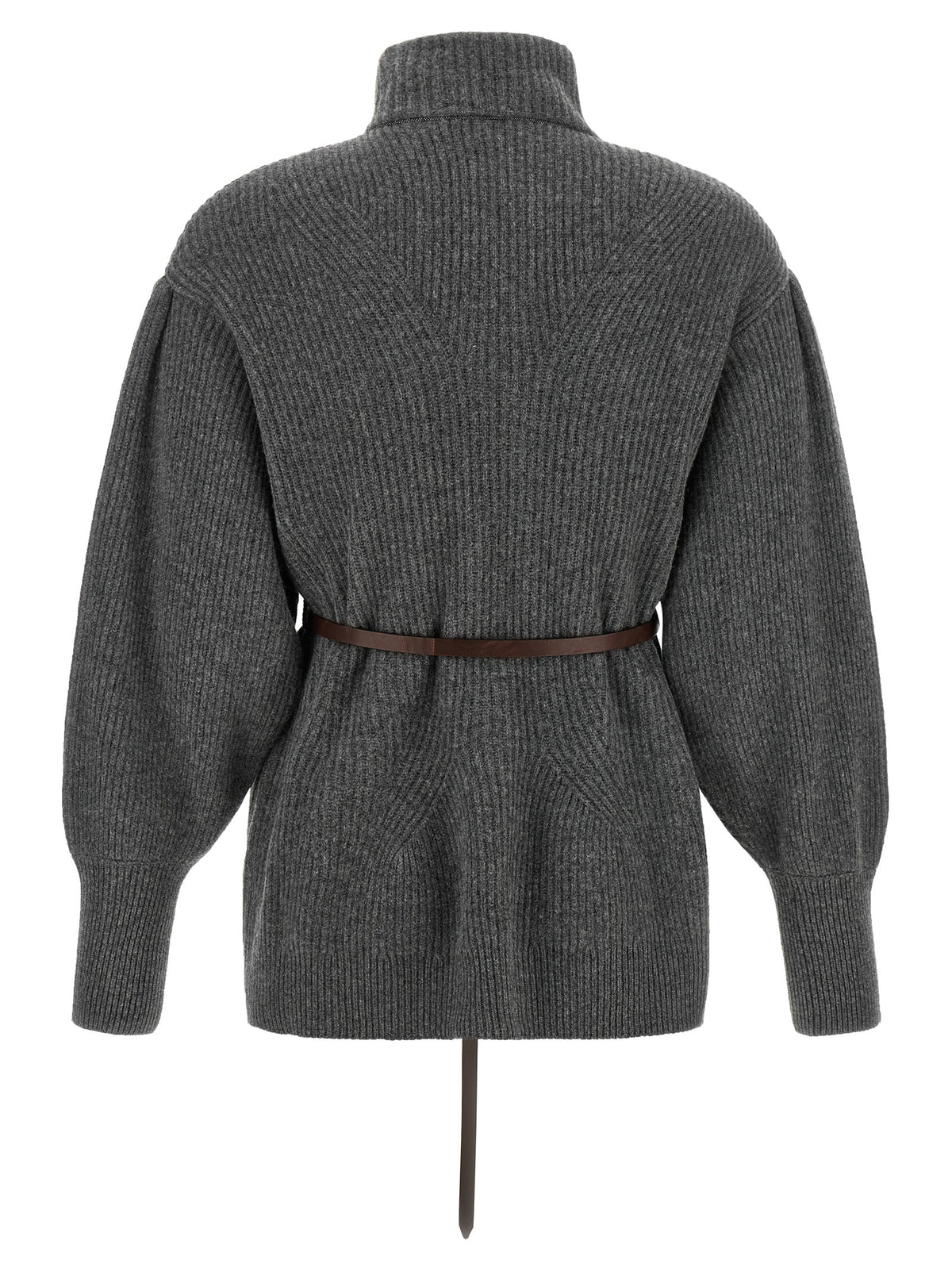 Brunello Cucinelli Grauer Cardigan aus reiner Schurwolle