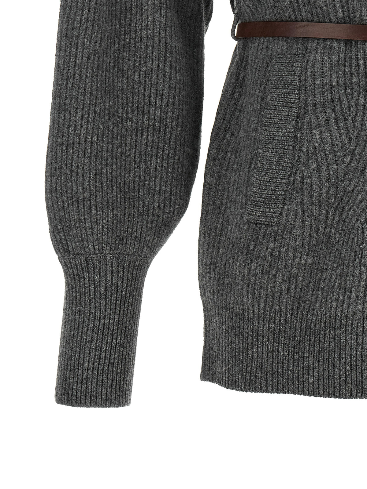 Brunello Cucinelli Grauer Cardigan aus reiner Schurwolle
