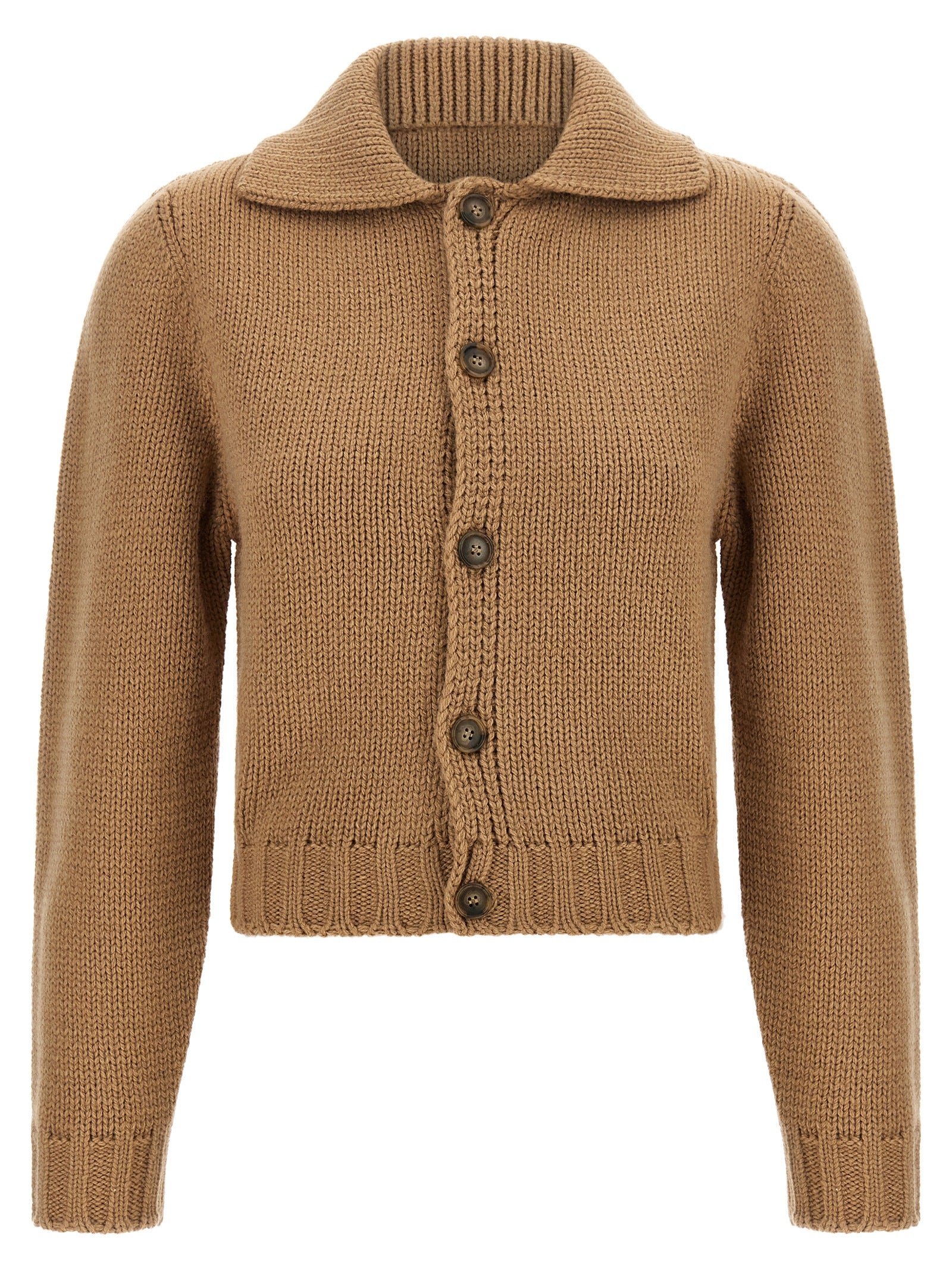 MM6 Maison Margiela Beige Wollstrickjacke