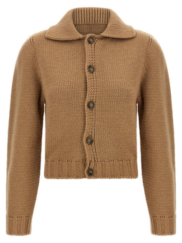 MM6 Maison Margiela Beige Wollstrickjacke