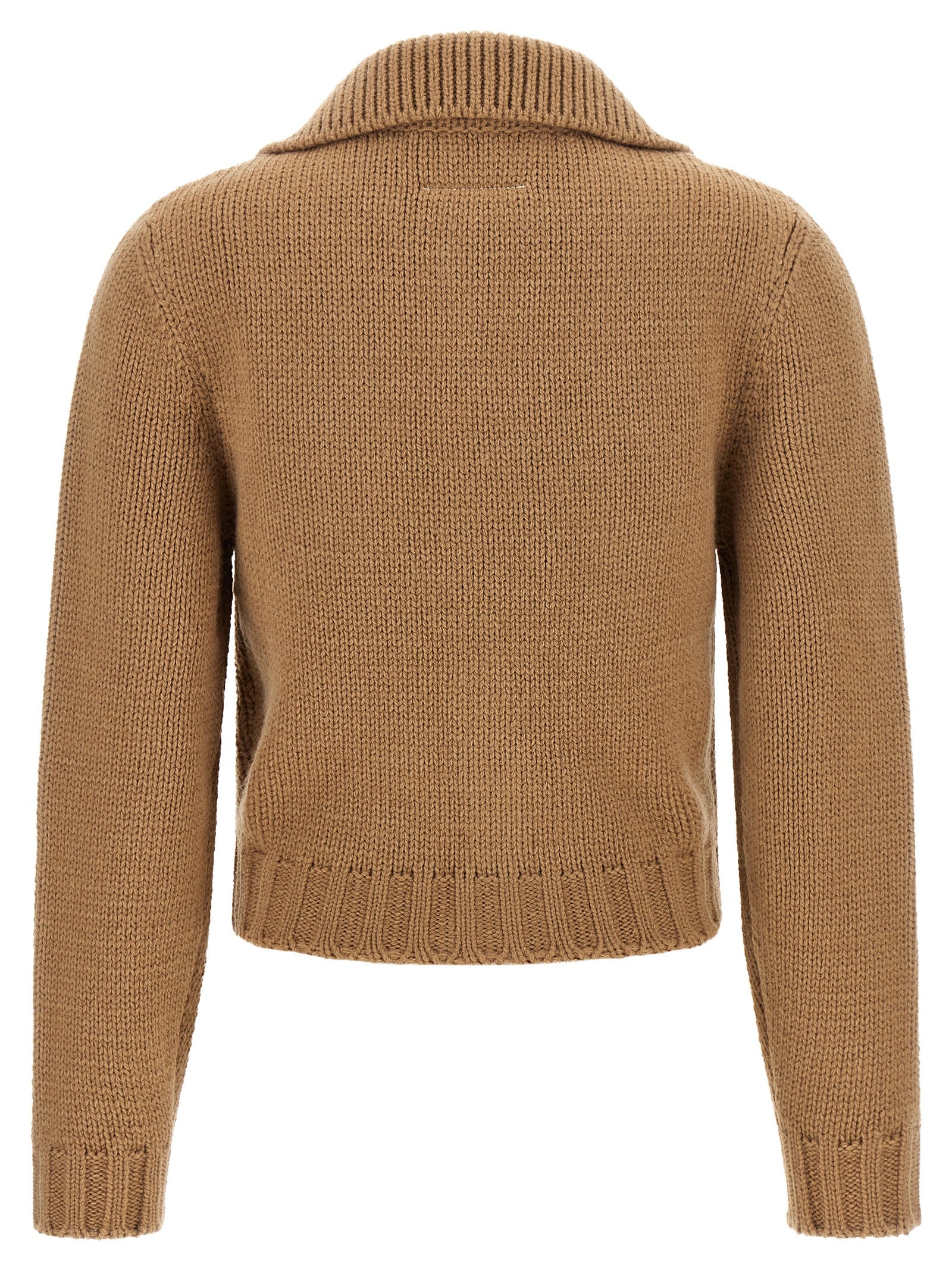 MM6 Maison Margiela Beige Wollstrickjacke