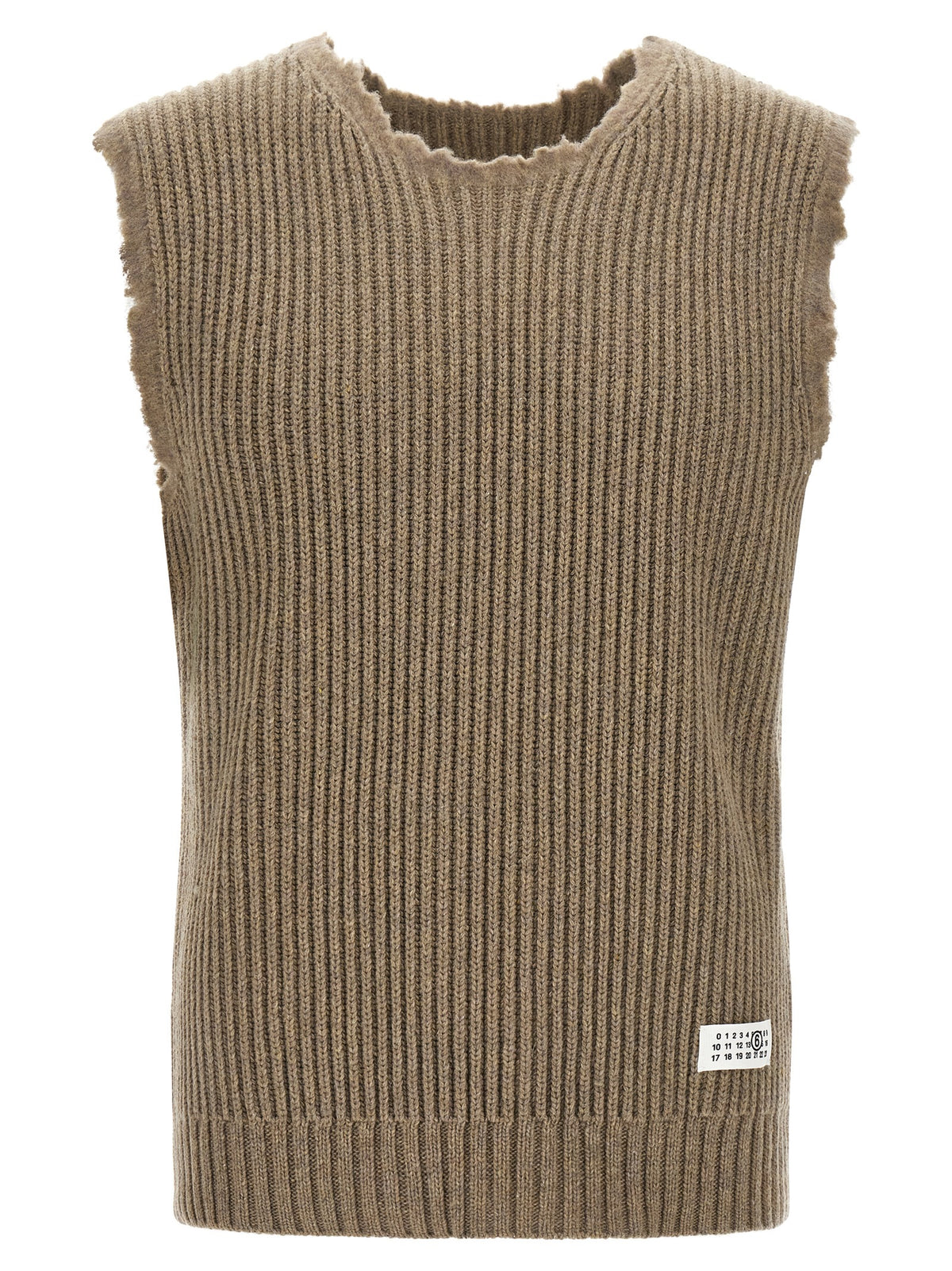 MM6 Maison Margiela Ärmelloser Pullover aus beigem Wollgemisch