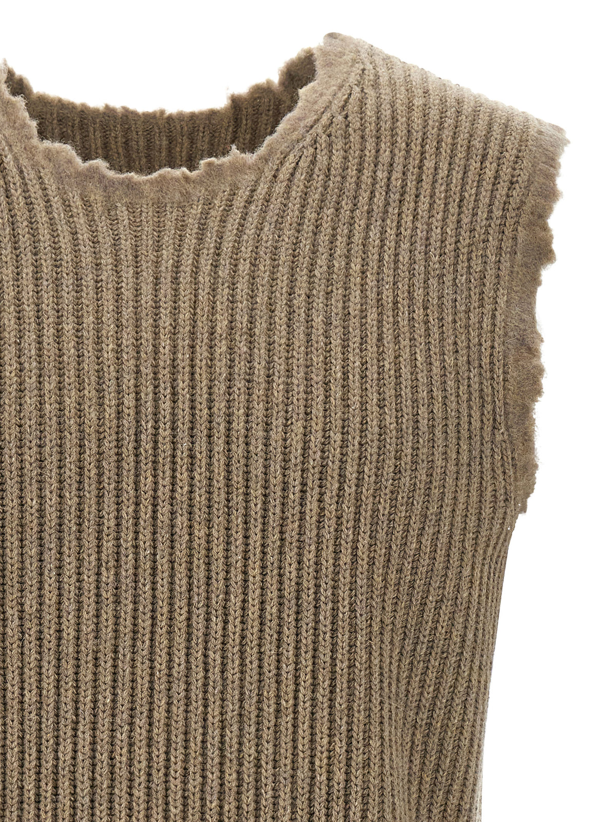MM6 Maison Margiela Ärmelloser Pullover aus beigem Wollgemisch