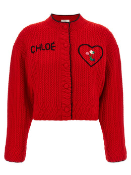 Chloé Roter Wollcardigan