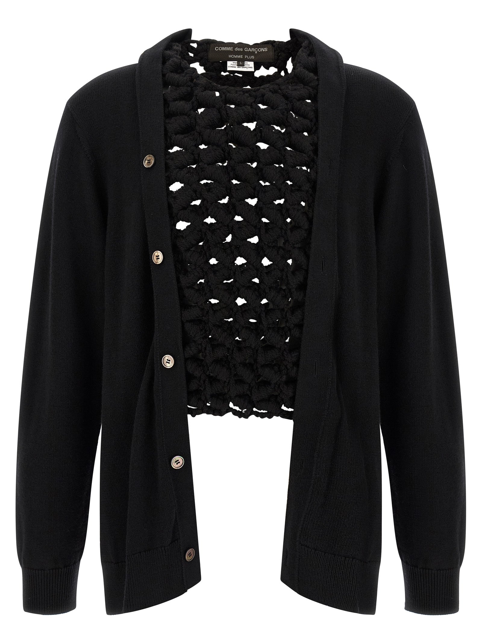 Comme Des Garçons Schwarzer Wollcardigan