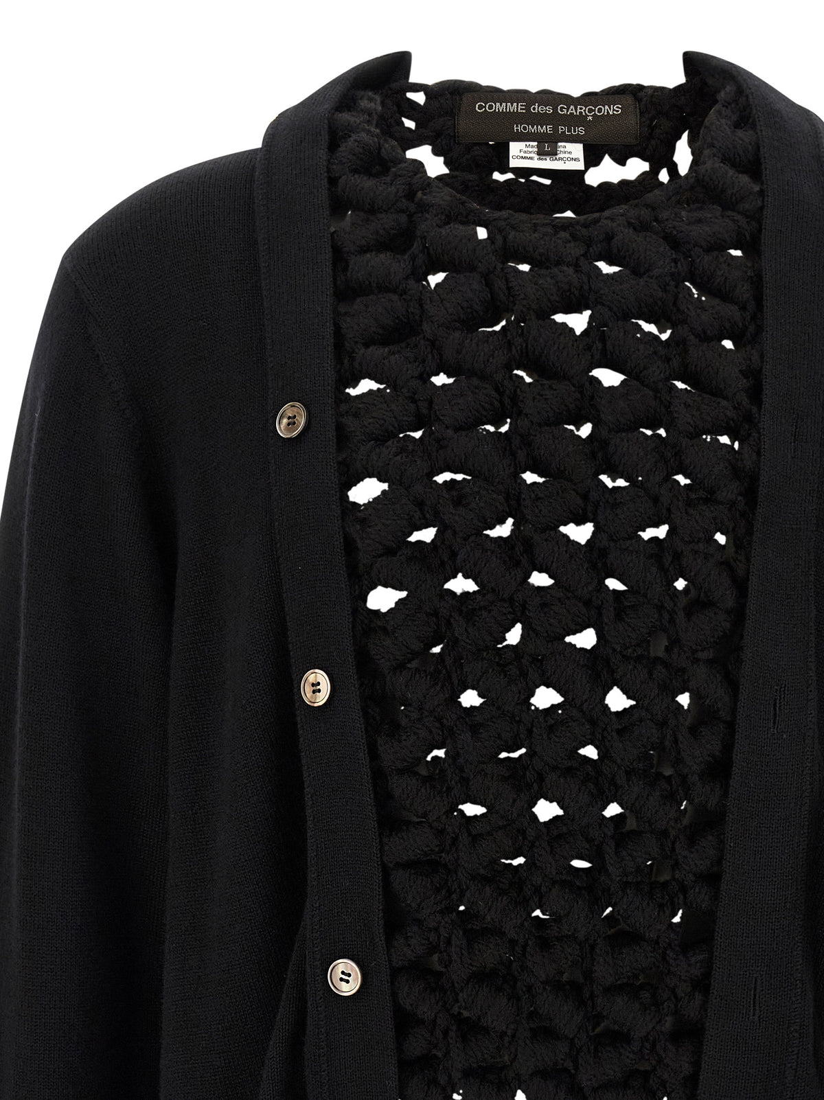 Comme Des Garçons Schwarzer Wollcardigan
