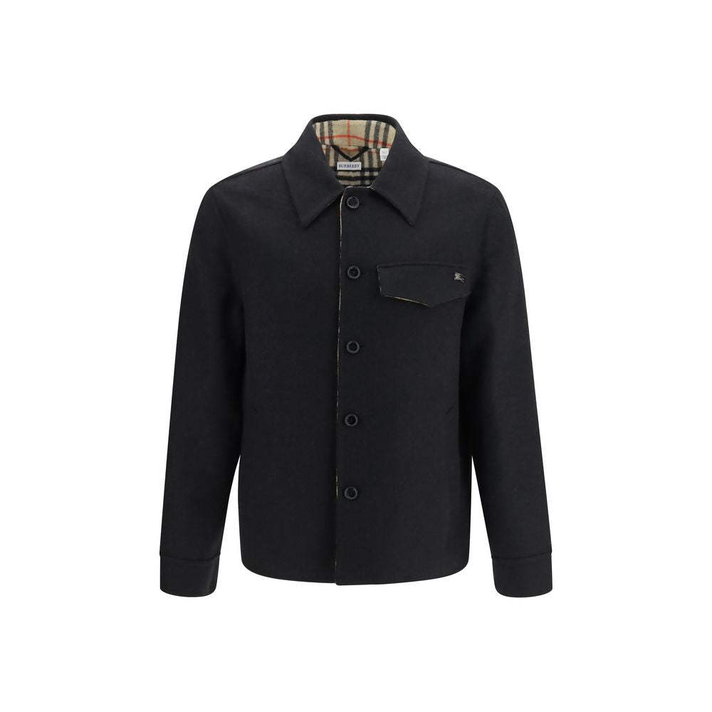 Burberry Schwarze Oves Aries Wolljacke in voller Länge