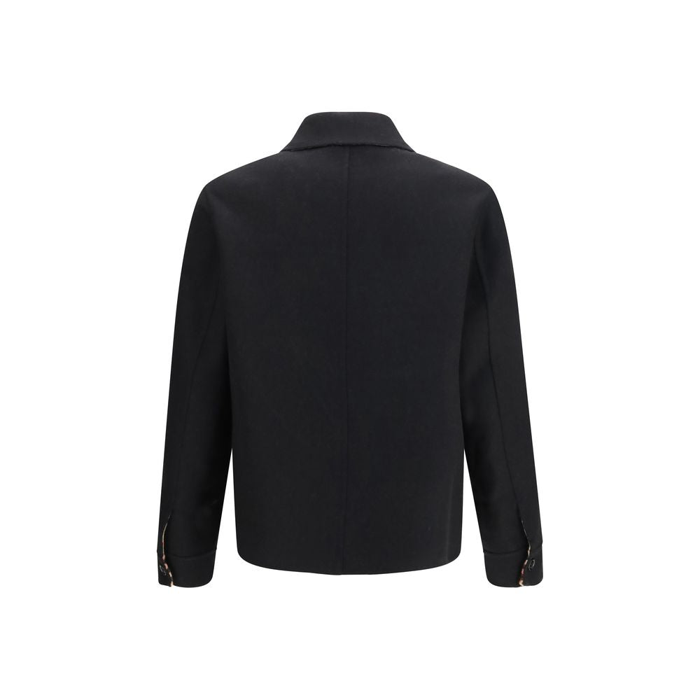 Burberry Schwarze Oves Aries Wolljacke in voller Länge