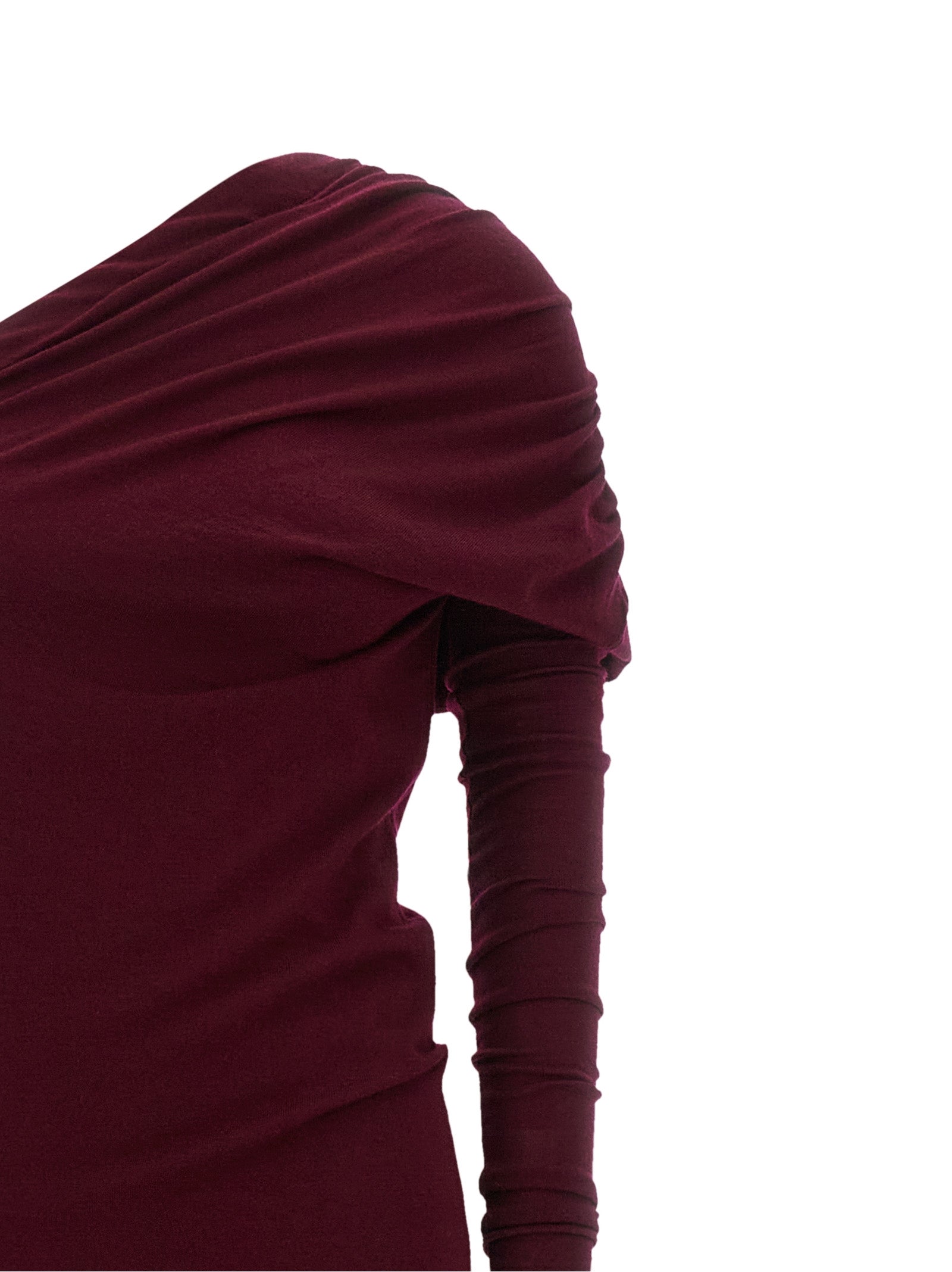 Armarium Langes Kleid aus Bordeauxfarbener Merinowolle