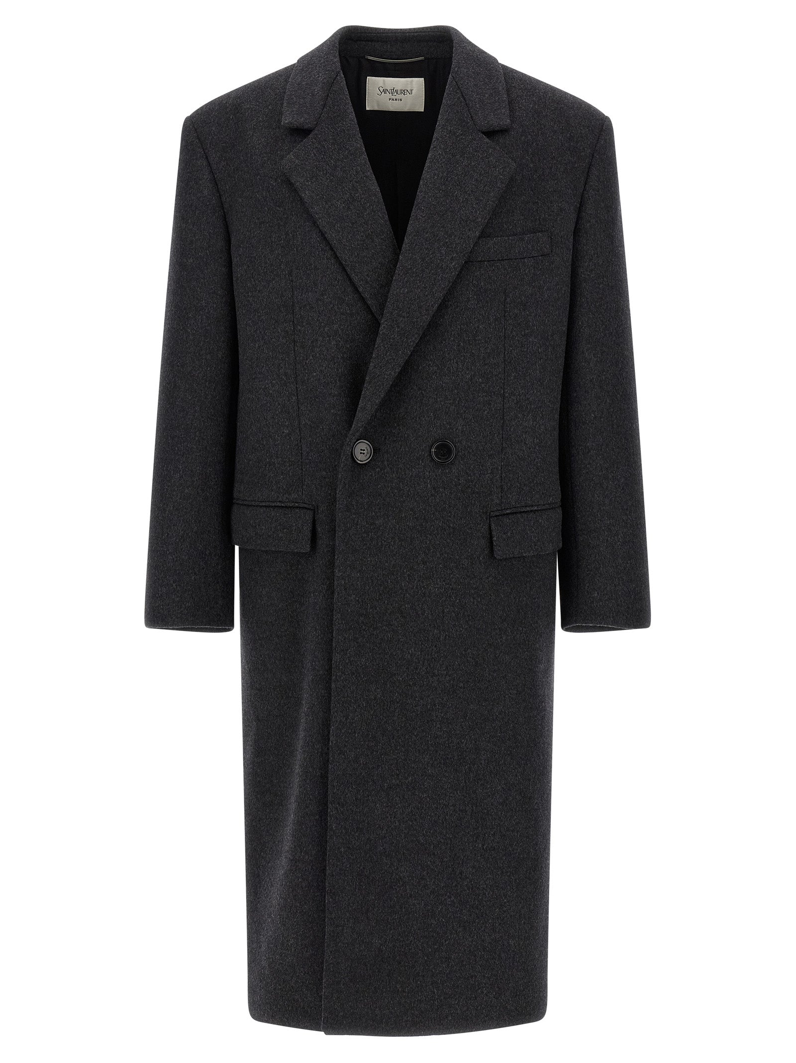 Saint Laurent Grauer Wollmantel