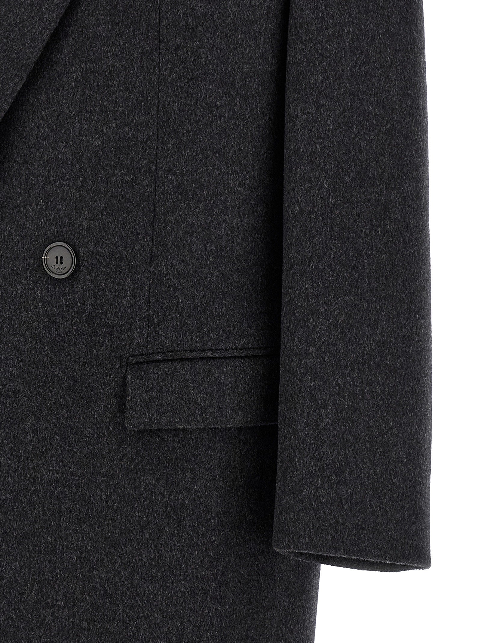 Saint Laurent Grauer Wollmantel