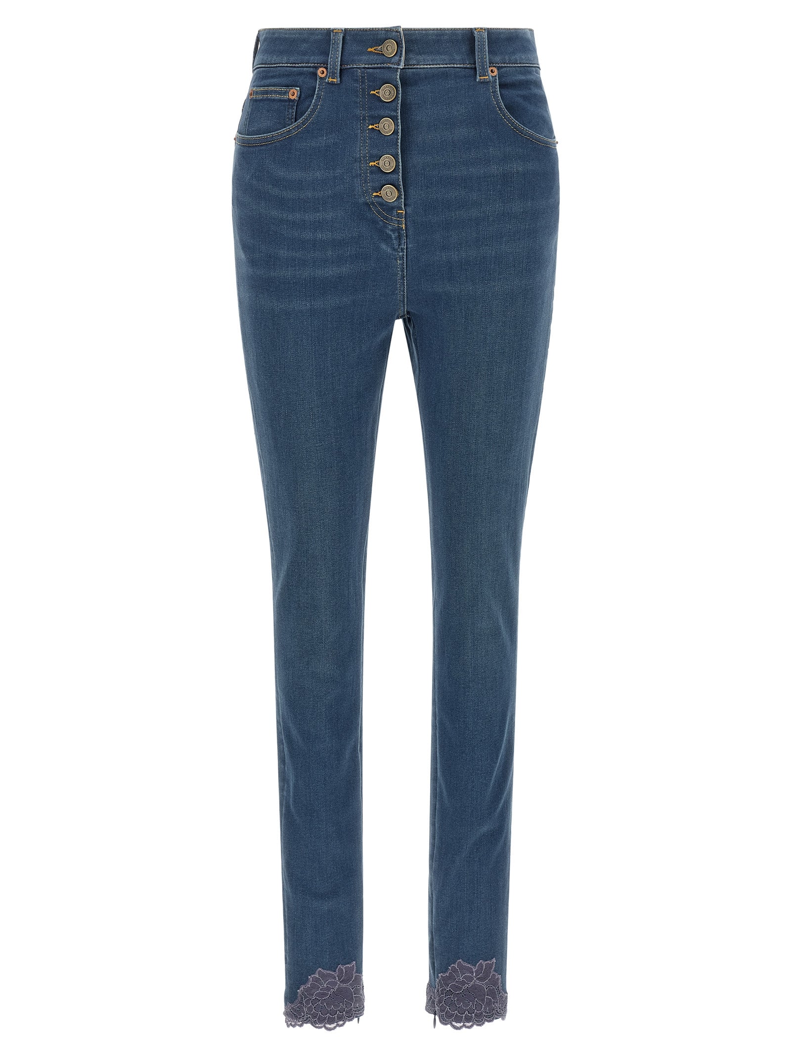 Valentino Garavani Blaue Jeans aus Lammfell mit hoher Taille