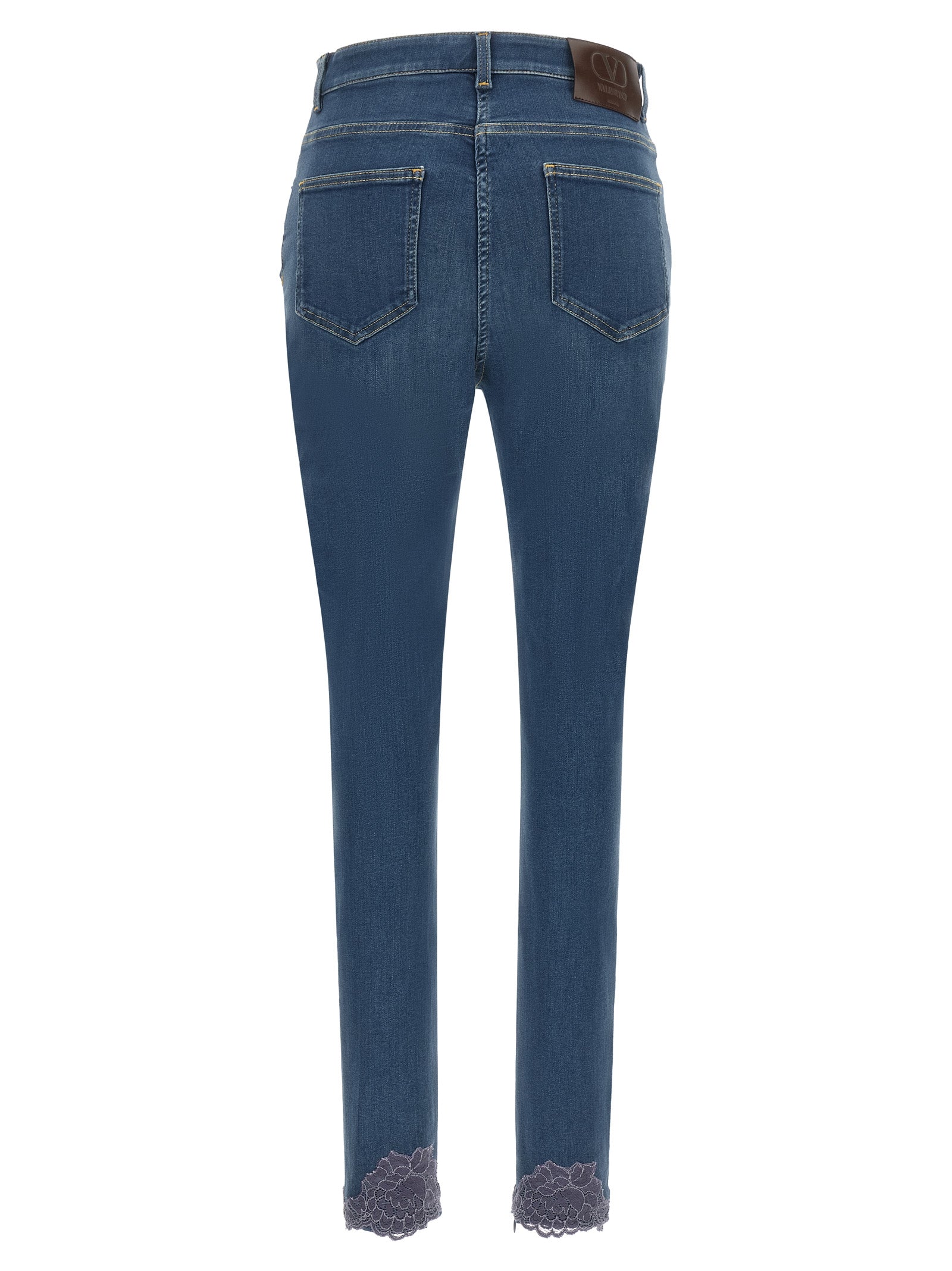Valentino Garavani Blaue Jeans aus Lammfell mit hoher Taille