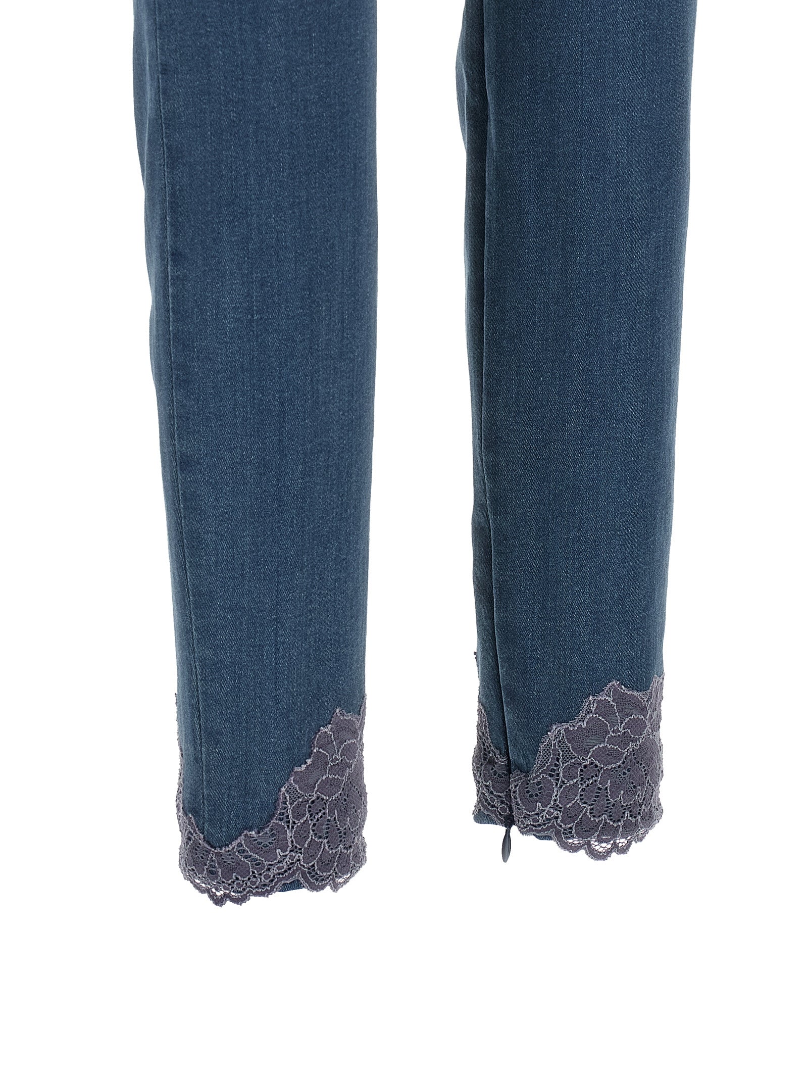 Valentino Garavani Blaue Jeans aus Lammfell mit hoher Taille
