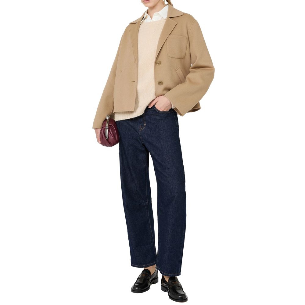 Max Mara Braune Polyamid-Jacke in voller Länge