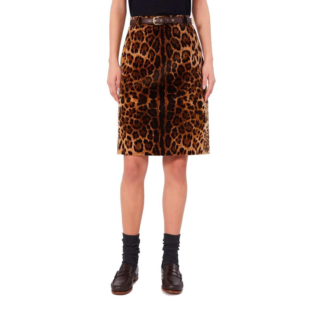 Max Mara Brauner Baumwoll-Midirock
