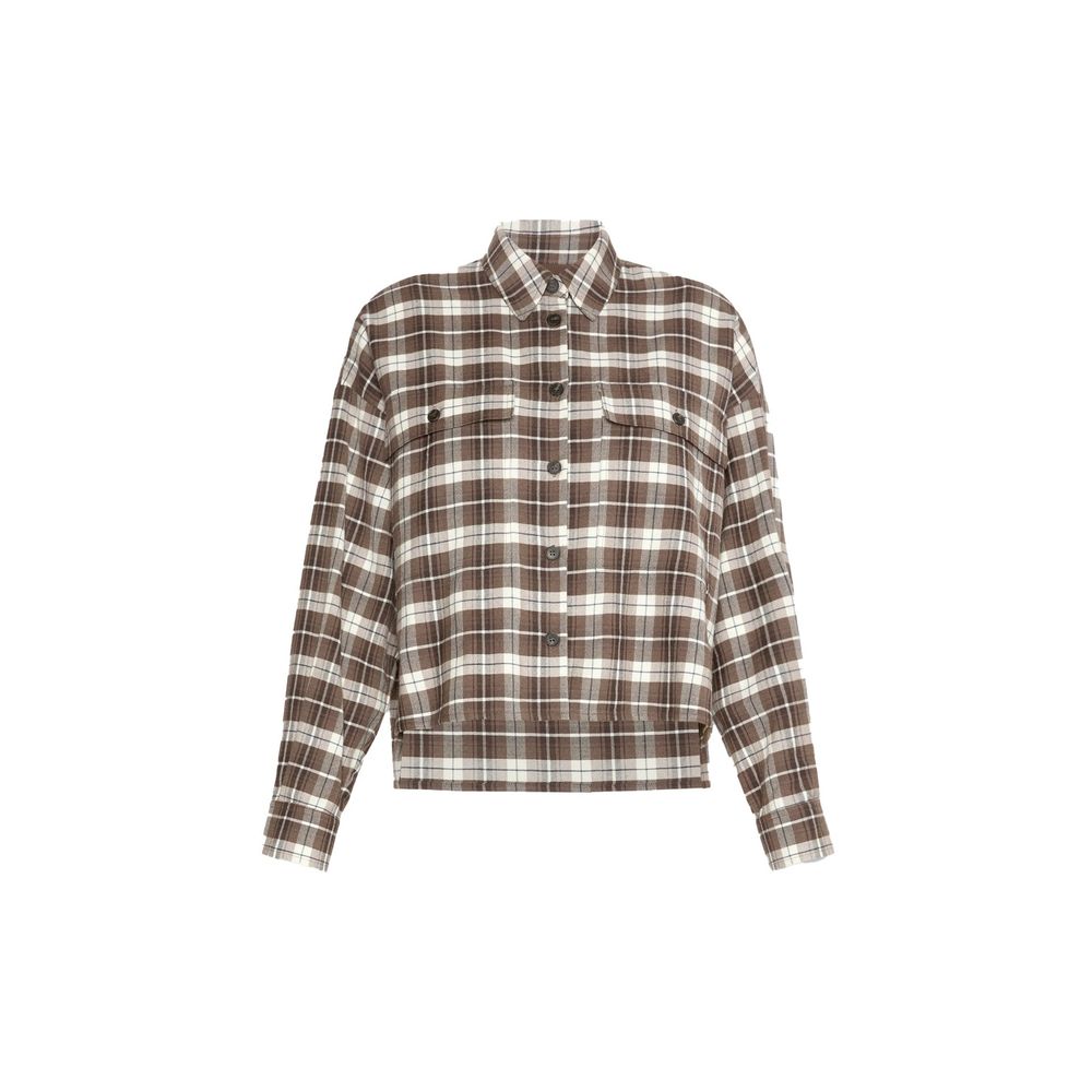 Max Mara Hemd mit braunem Baumwollmuster