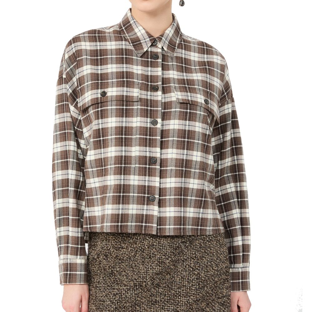 Max Mara Hemd mit braunem Baumwollmuster