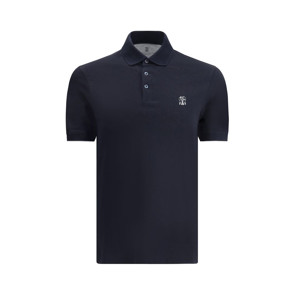 Brunello Cucinelli Blaues Baumwoll-Polohemd