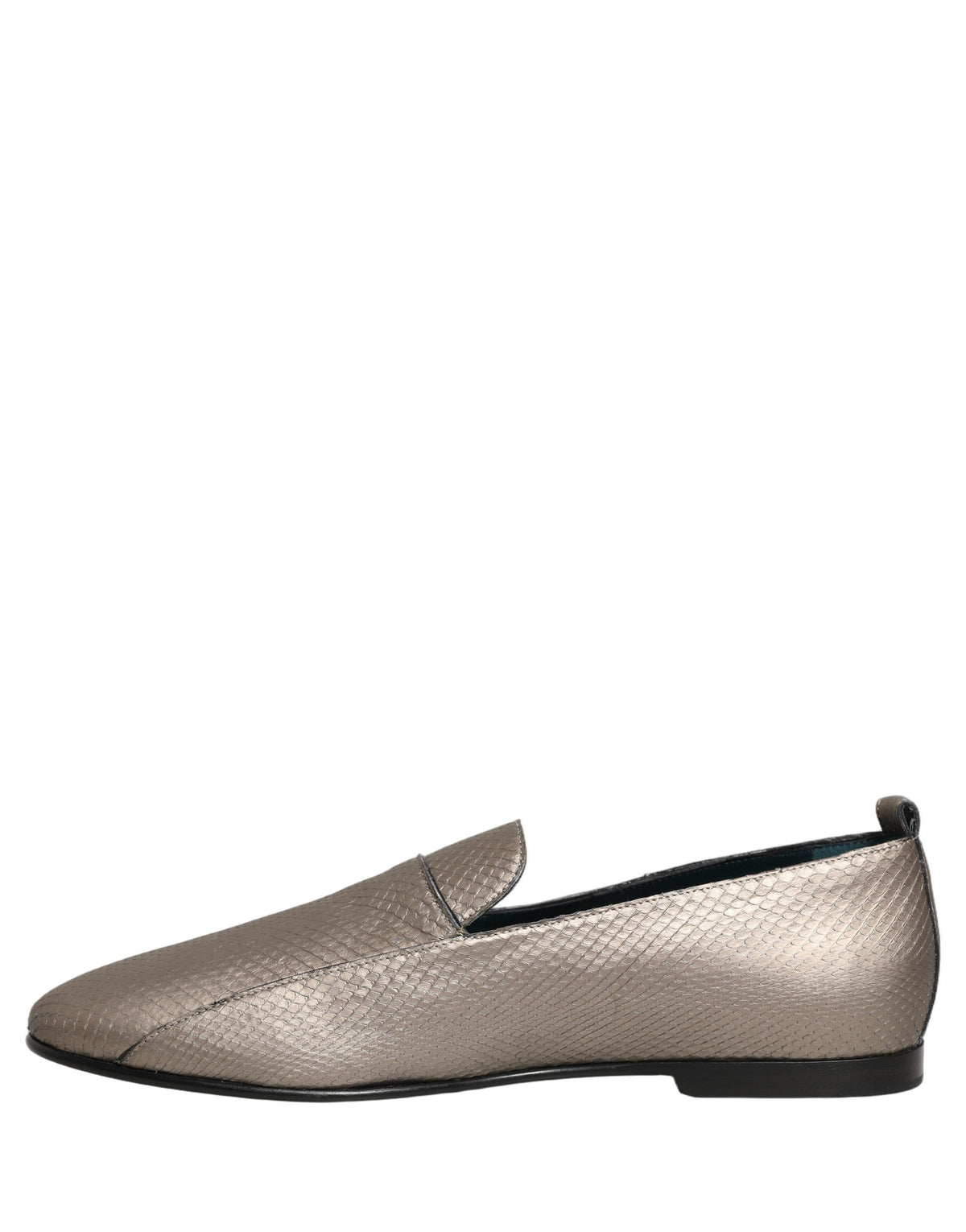 Dolce & Gabbana Silberne Leder Loafer mit Logo zum Hineinschlüpfen