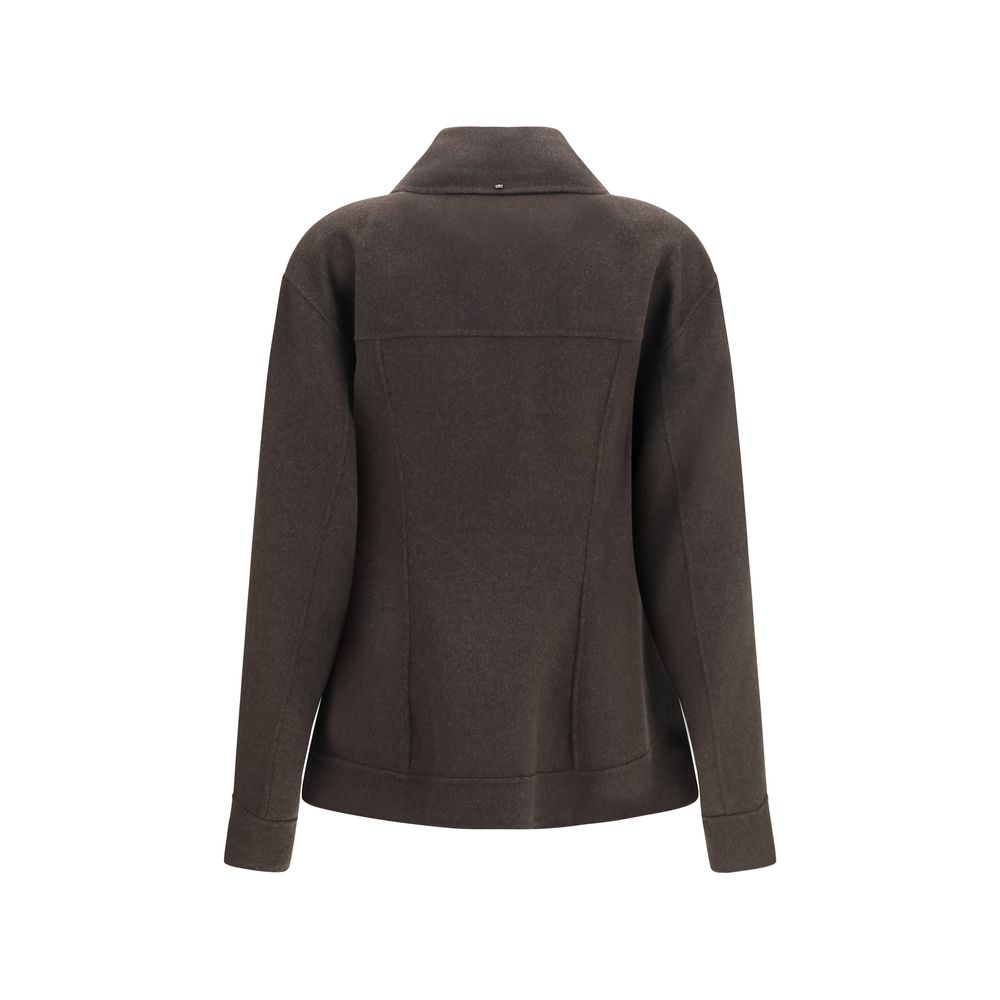 Max Mara Brauner Wollmantel Oves Aries in voller Länge