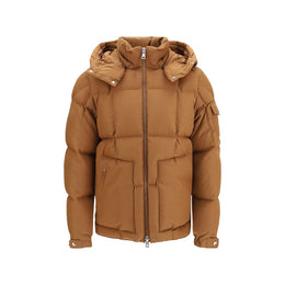 Moncler Braune Polyester-Jacke in voller Länge