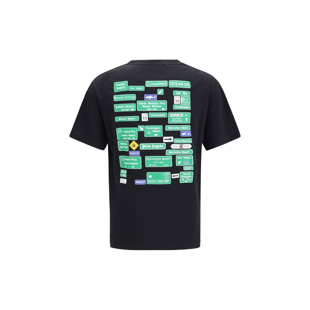 Palm Angels Schwarzes Baumwoll-T-Shirt