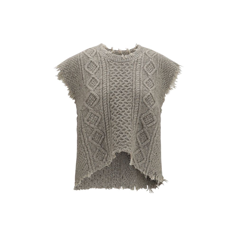 R13 Beige Wollpullover Aries Ärmellos