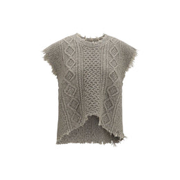 R13 Beige Wollpullover Aries Ärmellos