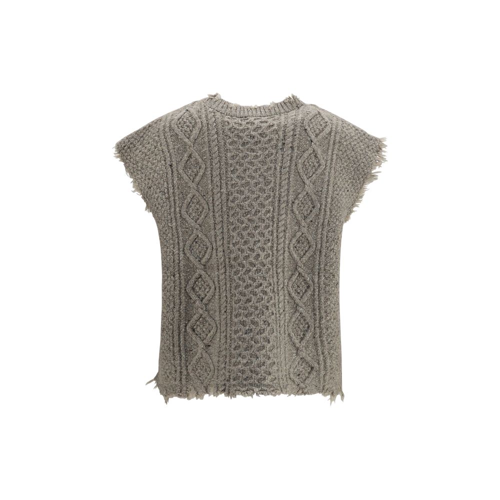 R13 Beige Wollpullover Aries Ärmellos