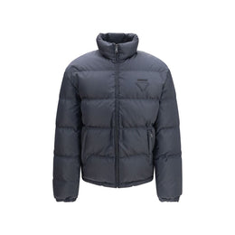 Prada Blaue Polyamid-Jacke in voller Länge