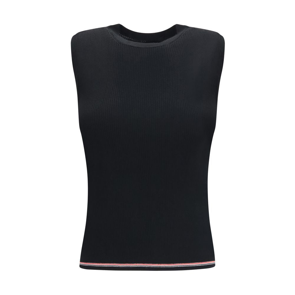 Thom Browne Ärmelloses T-Shirt aus schwarzer Wolle Oves Aries