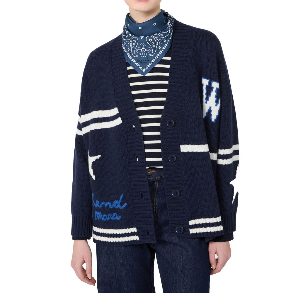 Max Mara Blauer Cardigan aus Schurwolle