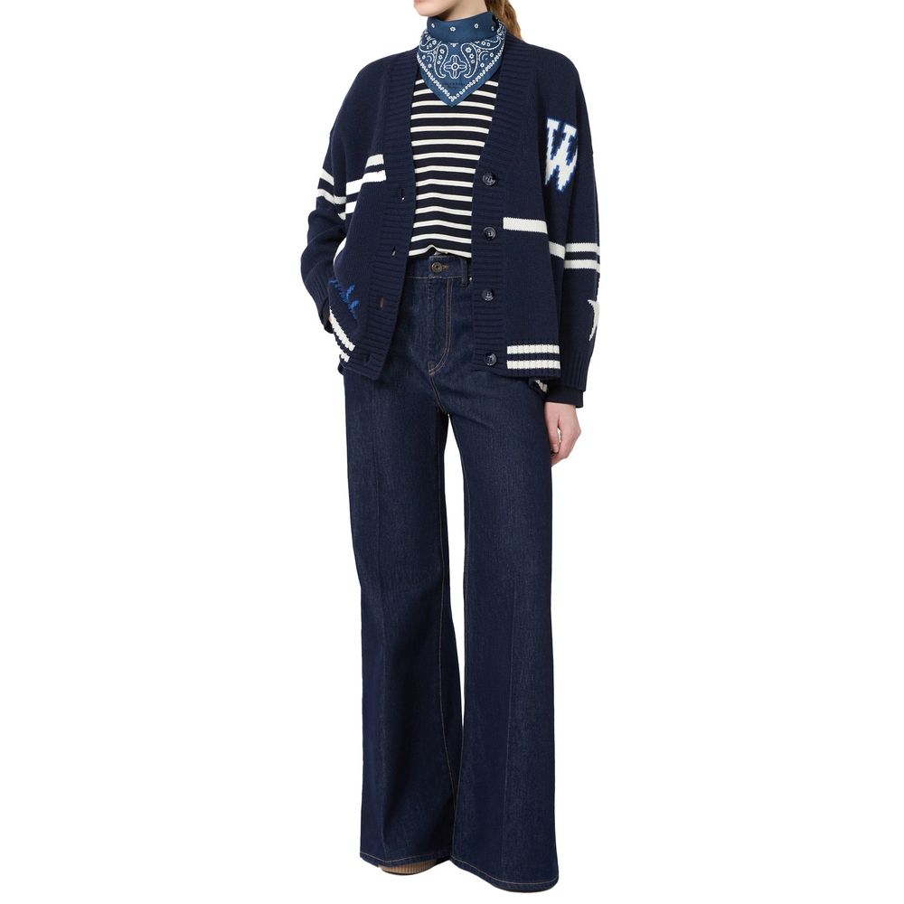 Max Mara Blauer Cardigan aus Schurwolle