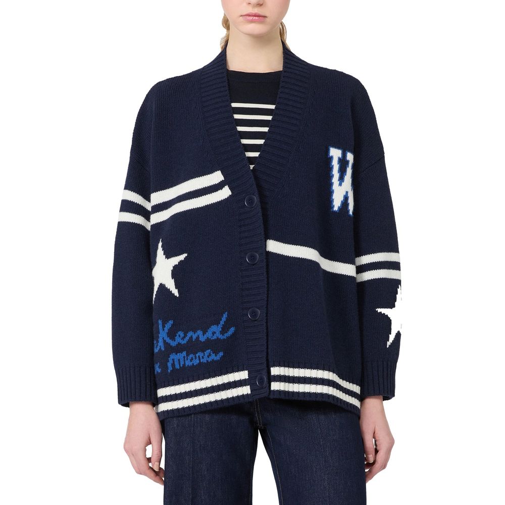 Max Mara Blauer Cardigan aus Schurwolle