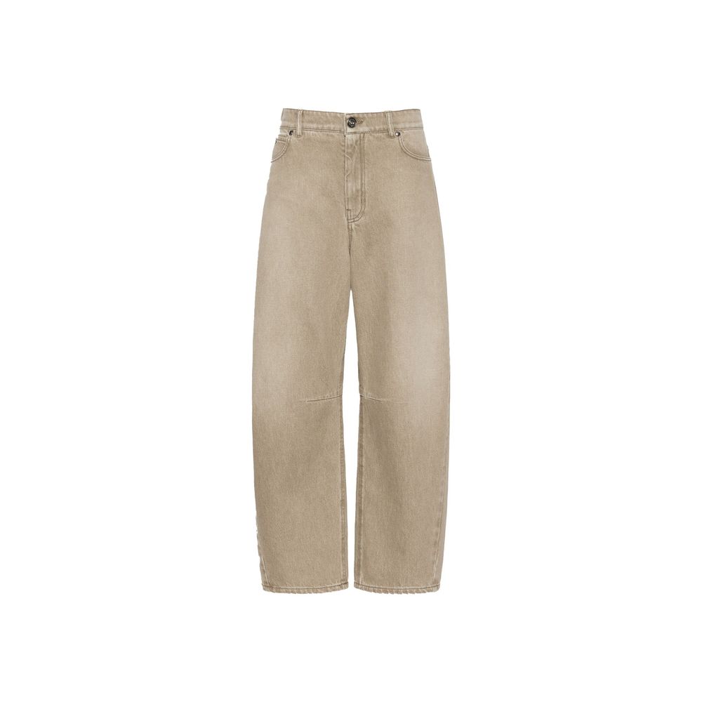 Max Mara Beige Baumwoll Jeans im Relaxed Fit