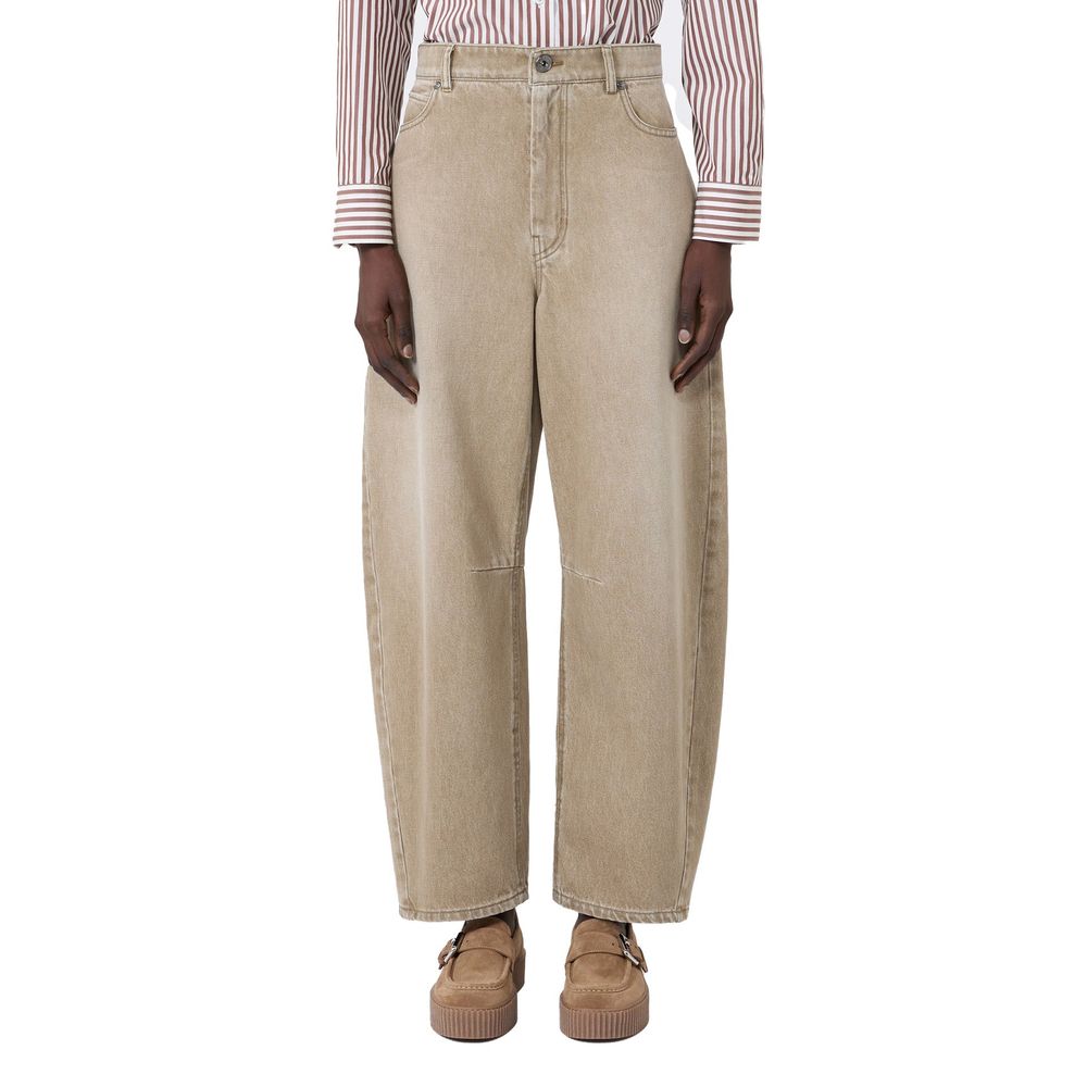 Max Mara Beige Baumwoll Jeans im Relaxed Fit