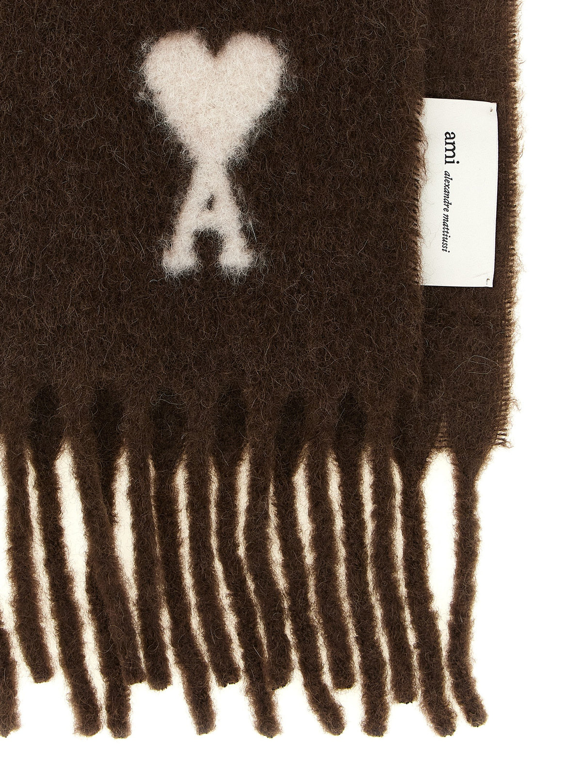 Ami Paris Brauner Alpaka-Leder-Foulard