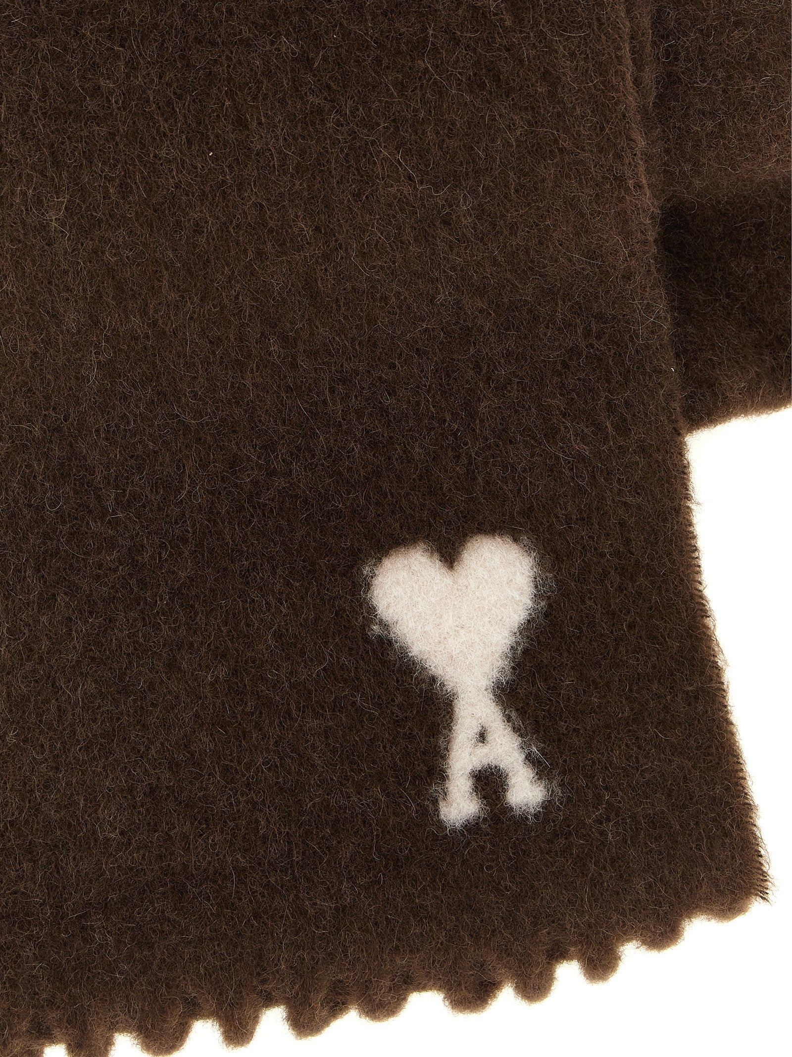 Ami Paris Brauner Alpaka-Leder-Foulard