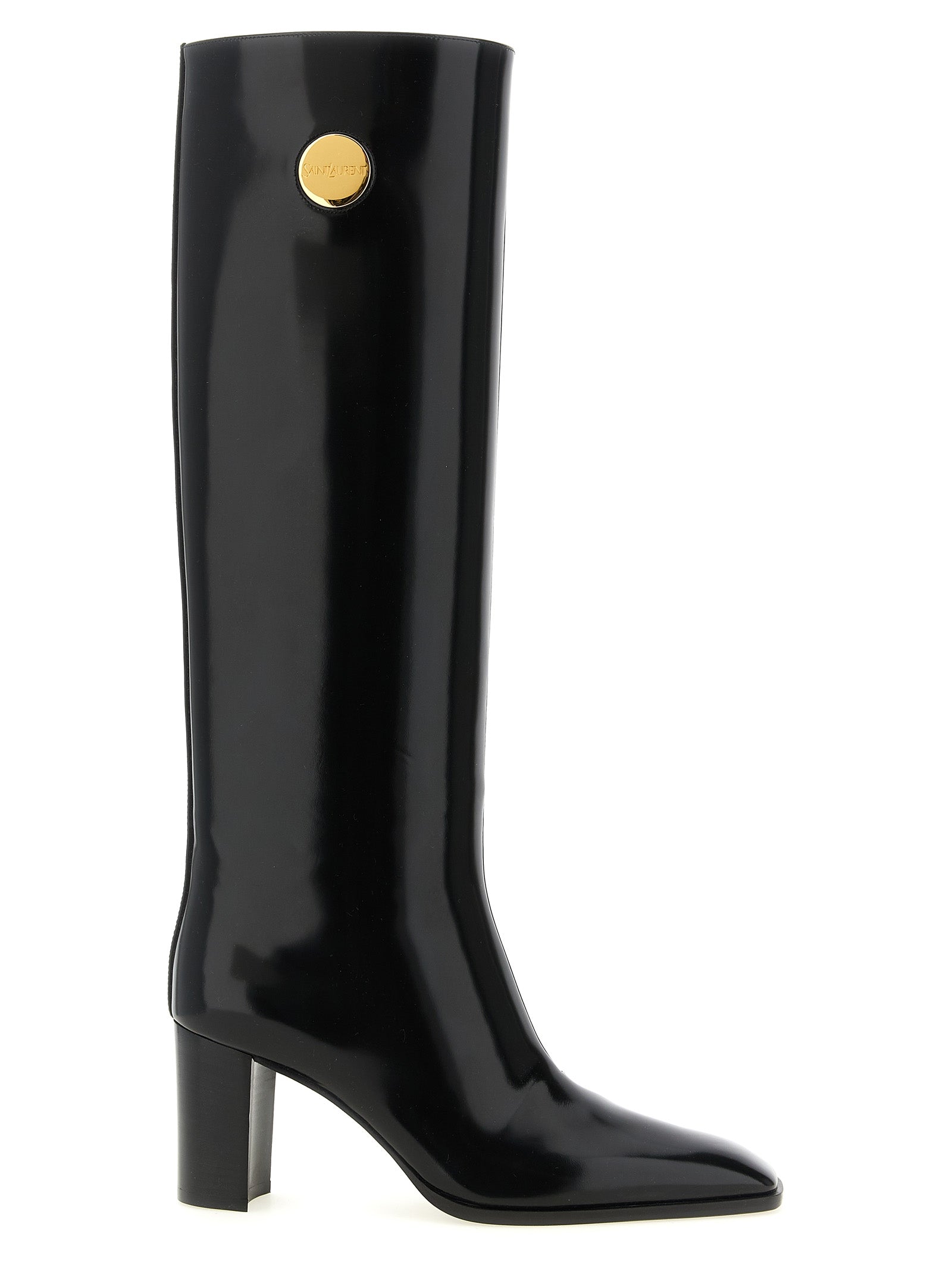 Saint Laurent Schwarzes Kalbsleder Over-the-Knee