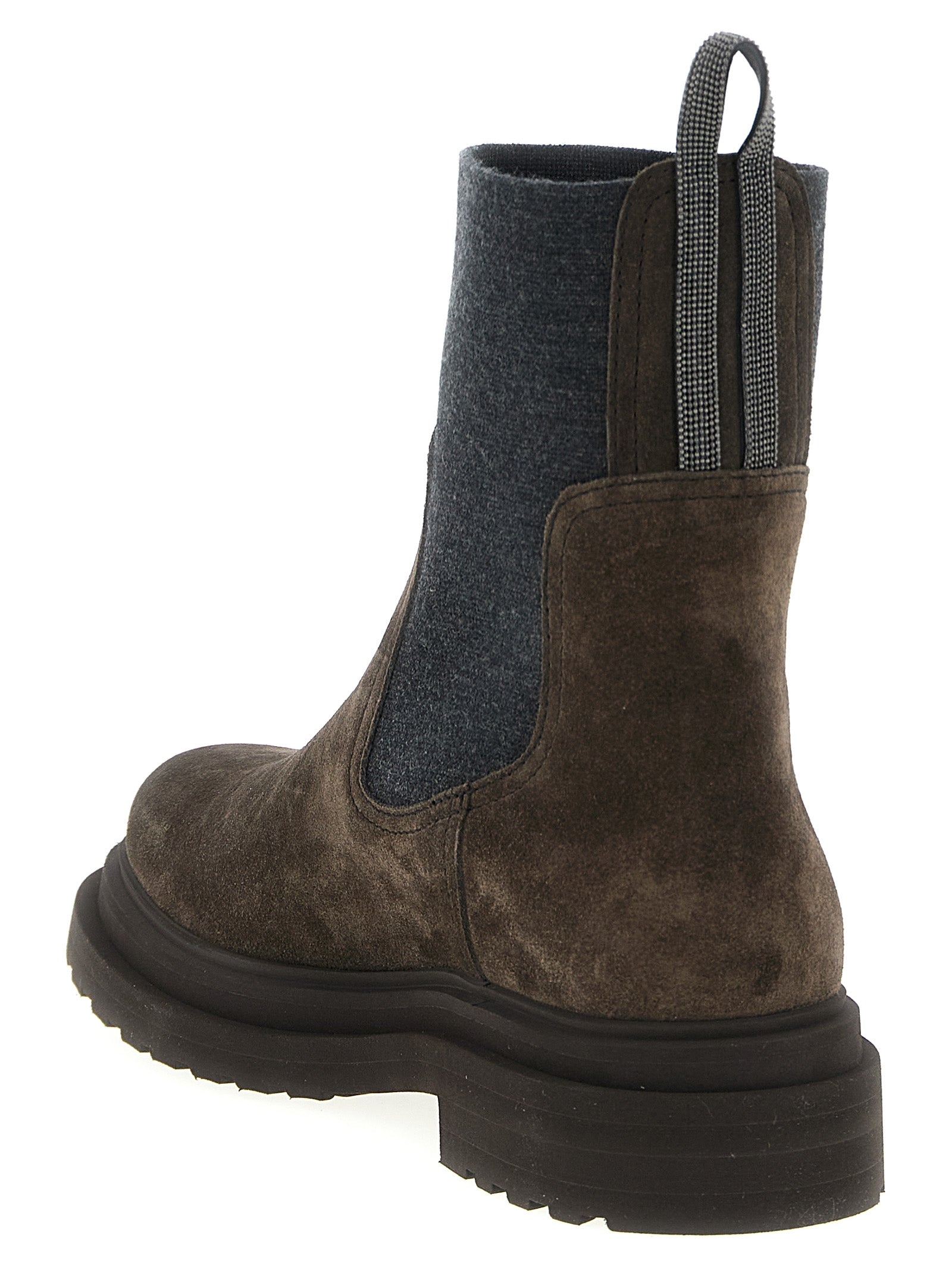 Brunello Cucinelli Ankle Boots aus braunem Kalbsleder