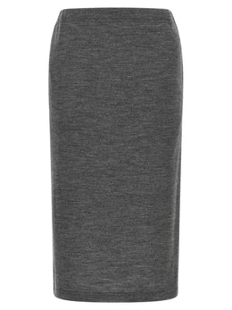 Junya Watanabe Elegante Graue Woll-Midi-Rock
