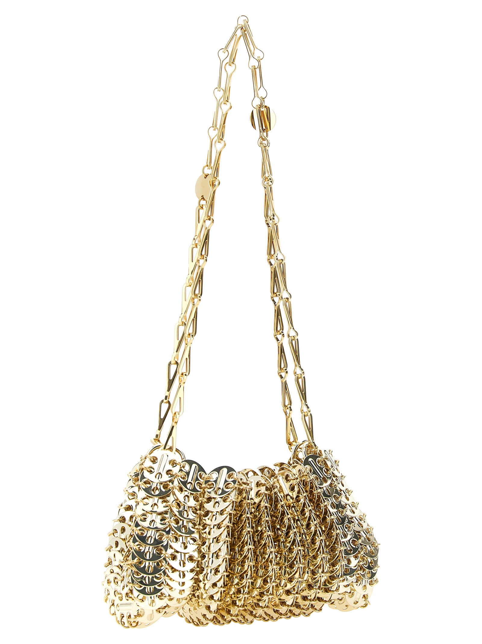 Paco Rabanne Schultertasche aus goldfarbenem Edelstahl