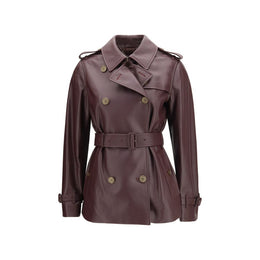 Burberry Bordeaux Kalbsleder Bos Taurus Mantel