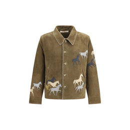 Baziszt Braune Wildlederjacke in voller Länge