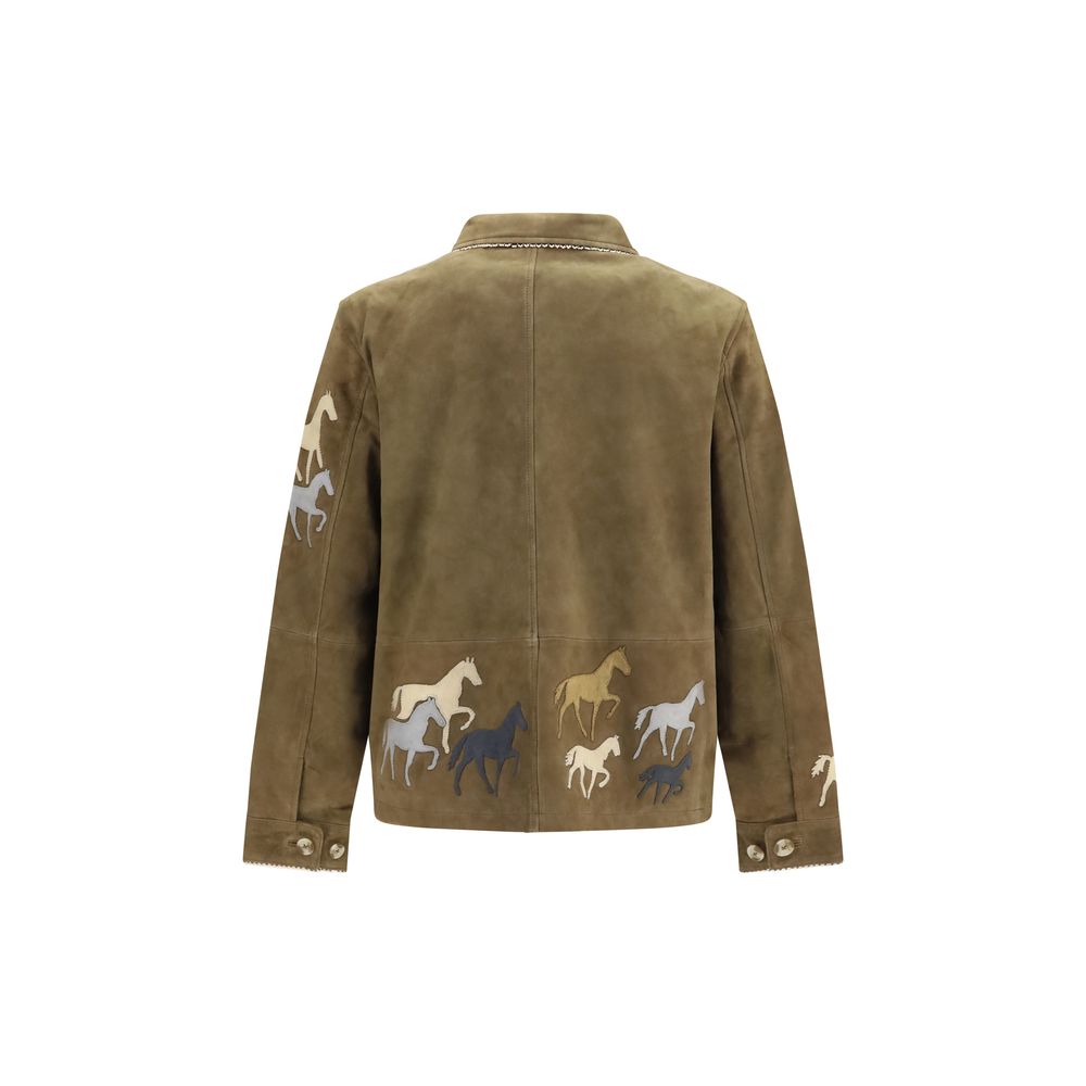 Baziszt Braune Wildlederjacke in voller Länge